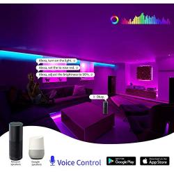 led Strip Lights for Bedroom 50ft, Smart WiFi Wireless Phone Controlled Light Strip Kit RGB Works with UL Listed Adapter IR Remote Control, for TV, Bedroom, Party and Home Decoration (RGB-15M)