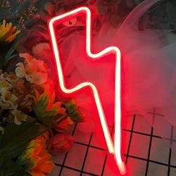 Lightning Neon Signs for Wall Decor,USB or Battery Decor Light,Neon Light for Bedroom,LED Neon Decorative Lights for Christmas,Party,Girls Living Room (Red)