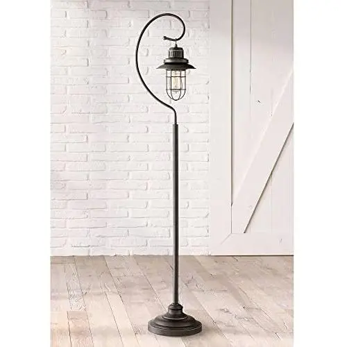 Ulysses Industrial Lantern Floor Lamp Oil Rubbed Bronze Metal Cage Dimmable LED Antique Edison Bulb for Living Room Reading - Franklin Iron Works Ulysses Industrial Lantern Floor Lamp Oil Rubbed Bronze Metal Cage Dimmable LED Antique Edison Bulb for Living Room Reading - Franklin Iron Works