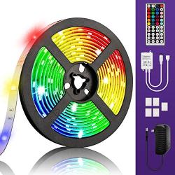 LED Strip Lights for Bedroom,16.4FT/5M Color Changing Lights 5050 RGB LEDs 44keys Remote, Strip Lights for Home TV Party Bathroom Decoration