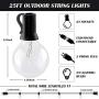 PARTPHONER Outdoor String Lights, 25Ft G40 Globe Patio Hanging Lights with 27 Edison Clear Bulbs(2 Spare), Waterproof Connectable Porch Lights for Bistro Garden Backyard Balcony Wedding Party Decor