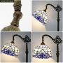 Tiffany Style Reading Floor Lamp Lighting W12H64 Inch White Blue Stained Glass Baroque Lampshade Antique Adjustable Arched Base S003B WERFACTORY LAMPS Living Room Bedroom Beside Table Desk Lover Gifts