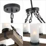 GEPOW Farmhouse Wood Chandelier, Rectangular Kitchen Island 8 Light Fixture with Frosted Glass Shades for Dining Room, Bedroom and Foyer