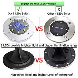 Biling Solar Lights Outdoor, Solar Disk Lights 8 LED Waterproof Solar Garden Lights Outdoor for Patio Pathway Ground Lawn Yard Driveway Walkway - White (4 Pack)