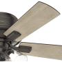 Hunter Crestfield Indoor Low Profile Ceiling Fan with LED Light and Pull Chain Control, 42'', Noble Bronze
