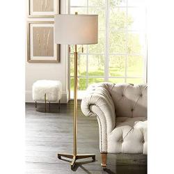 Encino Modern Tripod Floor Lamp Antique Brass Metal Fabric Drum Shade for Living Room Reading Bedroom Office - Possini Euro Design