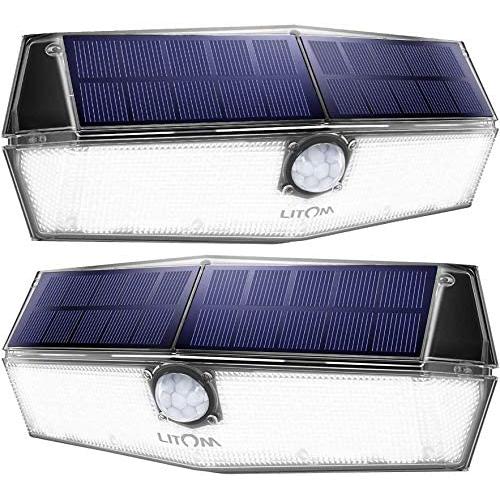 LITOM 200 LED Solar Lights Outdoor, 3 Optional Modes Wireless Motion Sensor Light with 270° Wide Angle, IP67 Waterproof, Easy-to-install Security Lights for Front Door, Yard, Garage, Deck, Porch