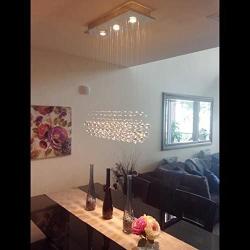 NOXARTE Modern K9 Crystal Chandelier Lighting Raindrop Flush Mount LED Ceiling Light Fixture for Dining Room Bedroom Kitchen Island