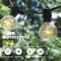 IDEER LIFE Outdoor String Lights, 48ft Solar String Lights with18 Pcs Solid Scratchproof LED Glass Bulbs, Solar or USB Powered with 4 Lighting Modes, Halloween and Christmas Decoration Patio Lights