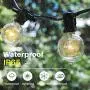 IDEER LIFE Outdoor String Lights, 48ft Solar String Lights with18 Pcs Solid Scratchproof LED Glass Bulbs, Solar or USB Powered with 4 Lighting Modes, Halloween and Christmas Decoration Patio Lights