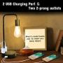 Industrial Touch Control Table Lamp with 2 USB Charging Ports and 2 Power Outlets, 3 Way Dimmable Vintage Nightstand Lamp for Living Room, Bedroom, Office, 6W LED Bulb Included