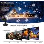 Christmas Projector Lights Outdoor LED Snowflake Rotating Projector with Remote Control Snowfall with Moving Patterns Snow Falling Landscape Projection Light Indoor Patio Garden Decoration