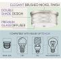 Kira Home Sienna 13'' Modern 2-Light Flush Mount Ceiling Light + Metal Drum Shade + White Fabric Shade + Round Frosted Glass Diffuser, Brushed Nickel Finish