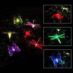 GIGALUMI Solar Garden Stake Lights,3 Pack Solar Garden Lights Outdoor,Multi-Color Changing LED Garden Lights for Christmas,Solar Butterfly Lights Outdoor for Pathway,Garden,Lawn,Patio, Driveway