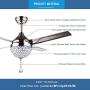 RainierLight Modern Crystal Ceiling Fan Lamp LED 3 Changing Light 4 Stainless Steel Blades with Remote Control for Living Room/Bedroom 44-Inch/Quiet/Decoration