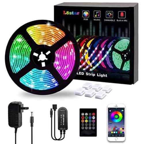 LED Strip Lights,L8star 5M/16.4ft Flexible Strip Light SMD 5050 RGB with Bluetooth Controller Changing Tape Lights kit with LED Sync to Music for TV,Bedroom,Kitchen Under Counter, Under Bed Lighting