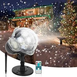 LEDshope Snowfall Projector LED Lights Wireless Remote, IP65 Waterproof Rotatable White Snow For Valentines Day Christmas Halloween Holiday Party Wedding Garden New Year House Landscape Decorations