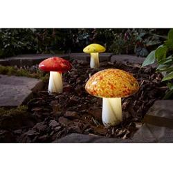 Solar LED Path Light 3-Pack 2X Brighter (2.4-Lumen) Red, Yellow, Orange Mushrooms