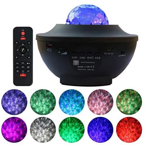 Night Light Projector for Kids, OwnZone Ocean Wave Projector Star Galaxy Light Projector with Bluetooth Speaker Music Rhythm Rotating LED Nebula Lights for Bedroom Home Theatre Party Wedding Birthday