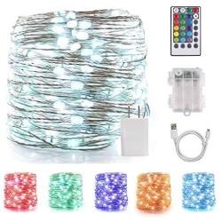 LED Fairy Lights String Lights Waterproof Multi Color Changing, Firefly Lights with Remote Control for Indoor, Bedroom, Wedding, Outdoor Christmas Decorations (40 ft 120 LEDs USB & Battery Powered)