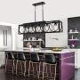 TODOLUZ Black Finish 5-Light Farmhouse Chandelier with Globular Seeded Glass Rectangle Kitchen Island Lighting Fixture for Dining Room Pool Table