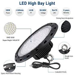 LED High Bay Light 150W 5000K 21000lm UFO LED Commercial Bay Lighting with US Plug Equivalent 600W HID Shop Lights for Workshop Warehouse and Outdoor Lights