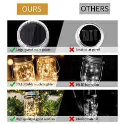 Otdair Solar Mason Jar Lights, Solar Powered Lanterns Outdoor Decorative, 30LED String Fairy Lights, Tree Lights Outdoor Hanging, for Room, Patio, Garden, Party, Wedding, Christmas, 4 PCS