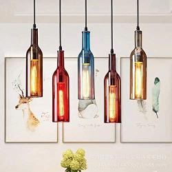 NIUYAO Vintage Industrial Colored Glass Bottle Pendant Light, Creative Retro Chandelier Island Light for Cafe Loft Restaurant Decoration Kitchen Island Bar Dining Room(5 Light) 443538