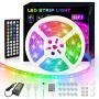 LED Strip Lights 50ft, 15m Ultra-Long RGB 5050 LED Strips Light w/Power Adapter, 450 LED Chips Light Strip Color Changing LED Lights with 44-Key Remote Controller for TV Party Bar Living Room Bedroom