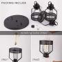 Weesalife Pendant Light with Rustic Black Metal Cage Shade Industrial Retro Matte Black Adjustable 3-Lights Hanging Lighting Pendant Lamp Fixture for Kitchen Island, Barn, Dining Room, Cafe, Farmhouse