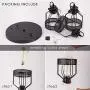 Weesalife Pendant Light with Rustic Black Metal Cage Shade Industrial Retro Matte Black Adjustable 3-Lights Hanging Lighting Pendant Lamp Fixture for Kitchen Island, Barn, Dining Room, Cafe, Farmhouse