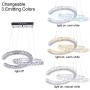 Modern 2 C Rings Crystal Chandelier Lighting LED Pendant Light Fixture Adjustable Stainless Steel Ceiling Hanging Lamp for Dinning Room Living Room Staircase Bedroom(2C Changeable)