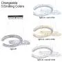 Modern 2 C Rings Crystal Chandelier Lighting LED Pendant Light Fixture Adjustable Stainless Steel Ceiling Hanging Lamp for Dinning Room Living Room Staircase Bedroom(2C Changeable)