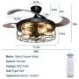 DLLT Ceiling Fan with Lights-42 Inch Industrial Ceiling Fan with Retractable Blades, Vintage Cage Ceiling Lights Fixture with Remote for Kitchen, Dining Room, Living Room, 5 E26 Bulb Not Included, Black