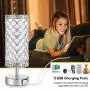 Touch Control Crystal Table Lamp Set of 2 Bedside Nightstand Lamps with 2 USB Charging Ports, 3-Way Dimmable, K9 Crystal Decorative Desk Lamp for Bedroom, Girls Guest Room, Living Room, Bulbs Included