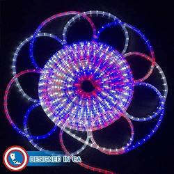 Russell Decor 50ft/15m Led Rope Lights Lamps Kit Indoor Outdoor Decorative Lighting for Patriotic 4th of July Memorial Day Decor Party Trees Patio Deck Flexible String Tube Lights- Blue Red White