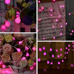 Globe String Lights for Bedroom, Christmas Fairy Lights Plug in, 43ft 100 LED 8-Mode Waterproof Twinkle Tapestry Lights Girl Stuff Indoor Room Decor, Outdoor for Patio, Garden, Pathway(Pink)