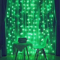 Fiee Curtain Lights,304L 9.8ftX9.8ft 30V 8Modes Safety Window Lights with Memory for Home Wedding Christmas Party Patio Lawn Garden Bedroom Outdoor Indoor Wall Decorations (304LED, Green)