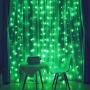 Fiee Curtain Lights,304L 9.8ftX9.8ft 30V 8Modes Safety Window Lights with Memory for Home Wedding Christmas Party Patio Lawn Garden Bedroom Outdoor Indoor Wall Decorations (304LED, Green)