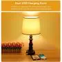 Zermurd Touch Control Bedside Lamp, 3 Way Dimmable Modern Nightstand Lamp with Dual USB Ports White Shade Brown Resin Base Ambient Light for Bedroom Living Room Guest Room, A19 7W LED Bulb Included