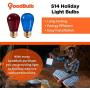 Veterans Day Light Bulbs - 11 Watt Red and Blue Light Bulbs - Dimmable - E26 Base - by GoodBulb (11 Watt S14, 2 Pack)