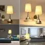 Table Lamp, Deeplite 3 Way Dimmable Bedside Lamps, Silver Touch Control Lamp Set of 2 for Bedroom, Living Room (6W LED Bulb Incuded)