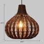 KWOKING Lighting Modern Weave Wicker Hanging Lamp 1 Light Indoor Lighting Fixture Gourd Rattan Pendant Chandelier Natural Woven Light Fixture for Hallway Dining Room - 23.5''