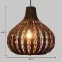 KWOKING Lighting Modern Weave Wicker Hanging Lamp 1 Light Indoor Lighting Fixture Gourd Rattan Pendant Chandelier Natural Woven Light Fixture for Hallway Dining Room - 23.5''