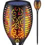 Solar Flame Torch Lights Outdoor, Decorative Pack of 1 Piece Lamp with Dancing Flames Torches Landscape, Waterproof Outdoors Garden Patio Deck Decorations Lighting with Auto On/Off