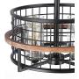 Giluta Rustic Round Chandelier Island Pendant Lighting Fixture with 4 Glass Shades, Industrial Drum Chandelier for Dinning Room Living Room Doorway Farmhouse Foyer Bar, Black (C0050)