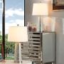 Maxax Table Lamps Set of 2 with White Fabric Shade, Bedside Nightstand Desk Lamps 3-Way Dimmable Decorative for Living Room Bedroom Dining Room Kitchen, Nickel Finish