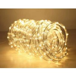 LE 33ft 240 LED Rope Light, Waterproof, Connectable, Low Voltage, Warm White, Indoor Outdoor Clear Tube Light Rope and String for Deck, Patio, Pool, Camping, Bedroom Decor, Landscape Lighting and More