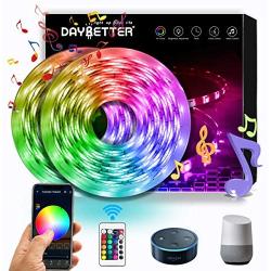 Daybetter 32.8ft 10m Led Strip Lights, Flexible Color Changing 5050 RGB 300 LEDs Light Strips Kit Work with App