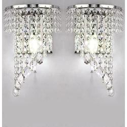 HOMWEERUN A Pair Left Right 2Pcs E12 Modern K9 Crystal Mirror Stainless Steel Wall Lights Wall Lamps Sconce Night Light Lamps Fixtures Lights with Switch for Hallway Bedside Living Room (chorme)